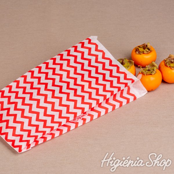 BontaBag 1 kg-os papírtasak piros cikk-cakk design mintával - 200 db