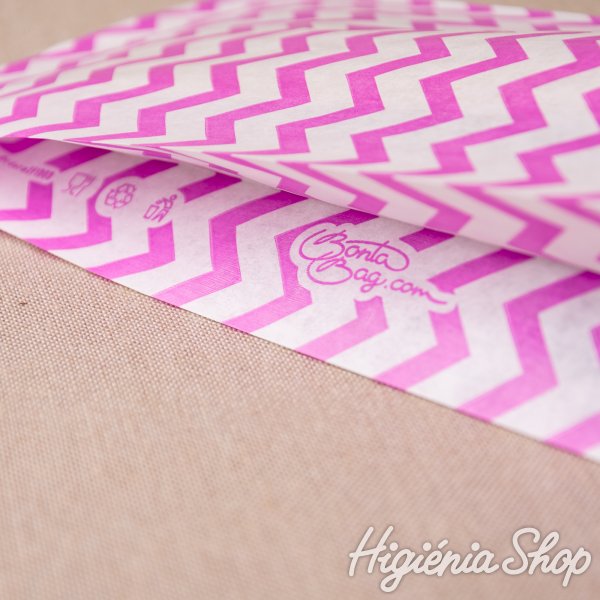 BontaBag 1 kg-os papírtasak lila cikk-cakk design mintával - 200 db